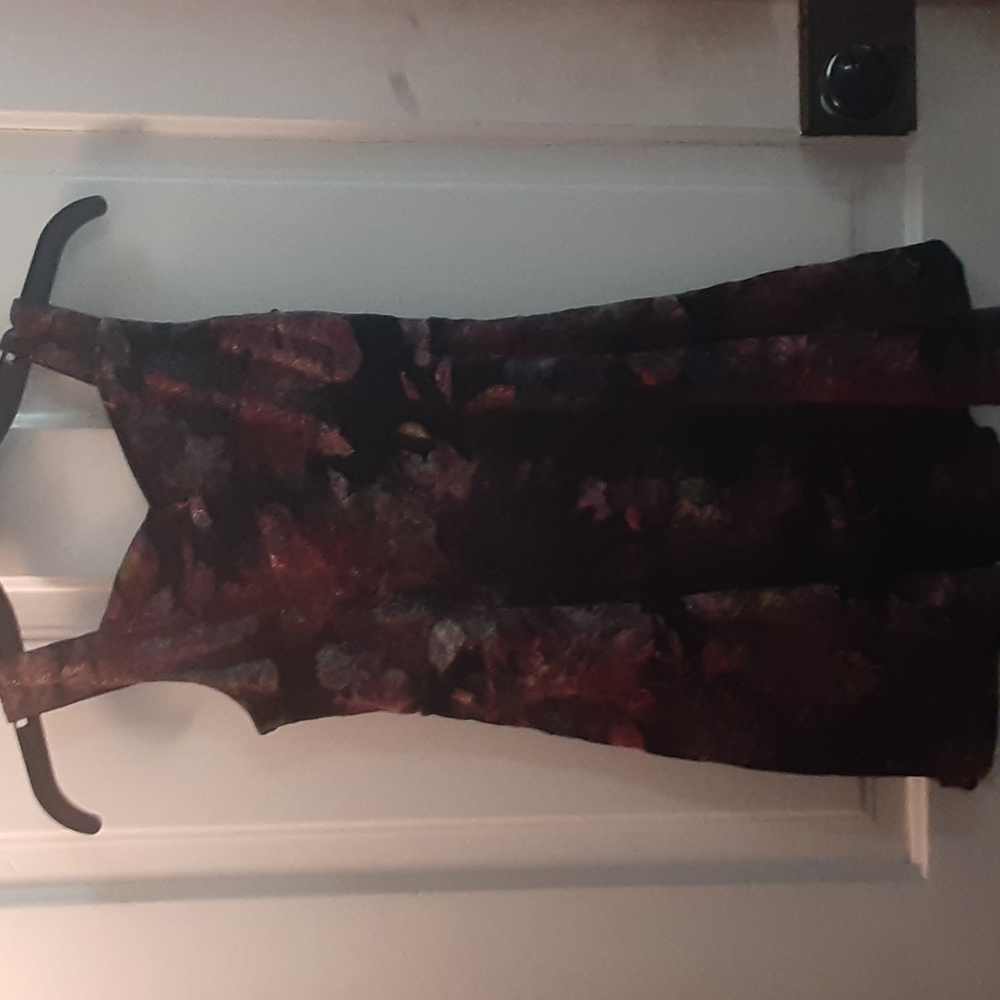 Black and maroon flowered velvet holiday dress